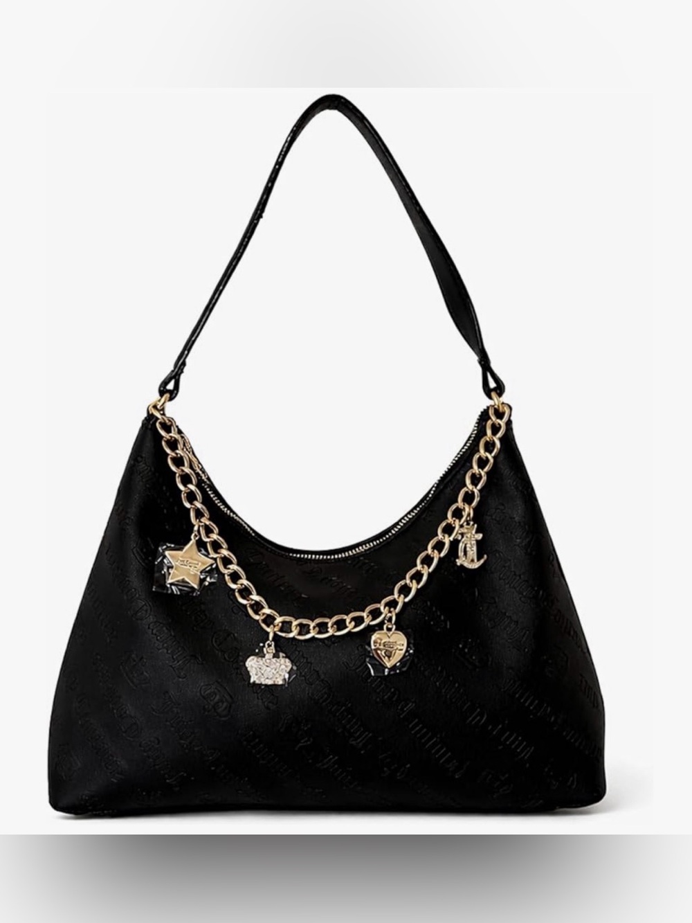 Juicy Couture Black Hobo Bag with Gold Charm Chain